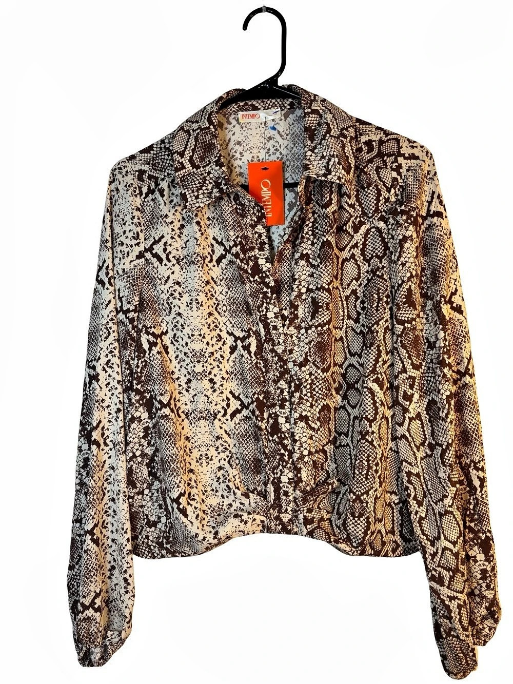 Niemō Snake Print Button Down Top Size Medium NWT
